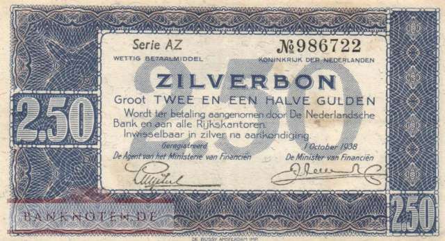 Niederlande - 2,5  Gulden (#062_XF)