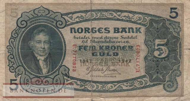 Norwegen - 5  Kroner (#007c-42_F)