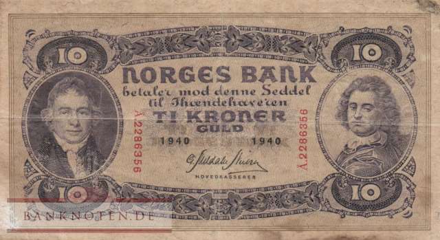 Norway - 10  Kroner (#008c-40_F)