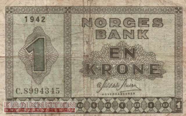 Norwegen - 1  Krone (#015a-42_F)