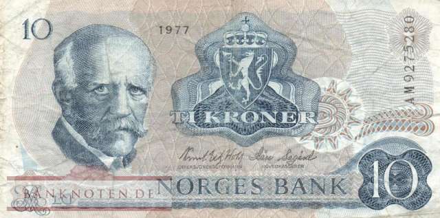 Norway - 10  Kroner (#036c-77_F)