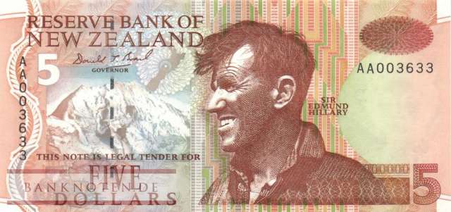 New Zealand - 5  Dollars (#177a_UNC)