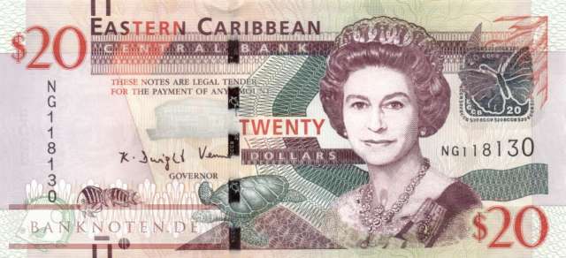 Eastern Caribean States - 20  Dollars (#053b_UNC)