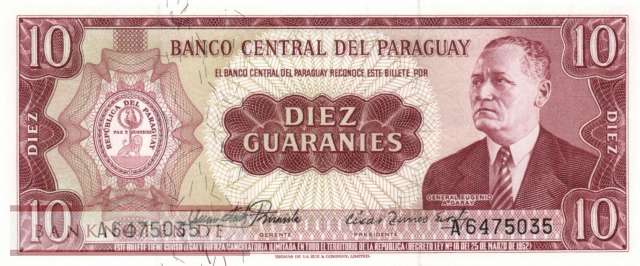 Paraguay - 10  Guaranies (#196a-U1_UNC)