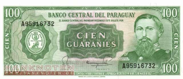Paraguay - 100  Guaranies (#205-U3_UNC)