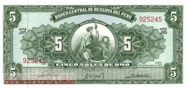 Peru - 5  Soles de Oro (#083a-63_UNC)