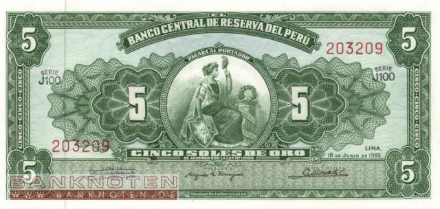 Peru - 5  Soles de Oro (#083a-65_UNC)
