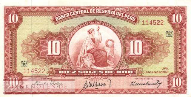 Peru - 10  Soles de Oro (#084a-62_AU)