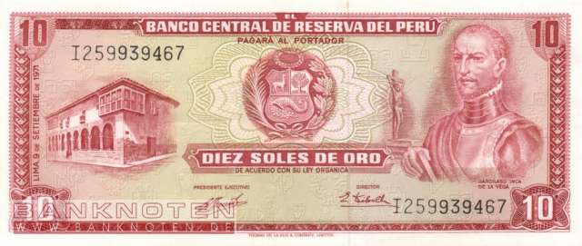 Peru - 10  Soles de Oro (#100b-71_UNC)