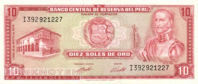 Peru - 10  Soles de Oro (#100c-74_UNC)