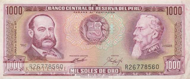 Peru - 1.000  Soles de Oro (#105b-71_VF)