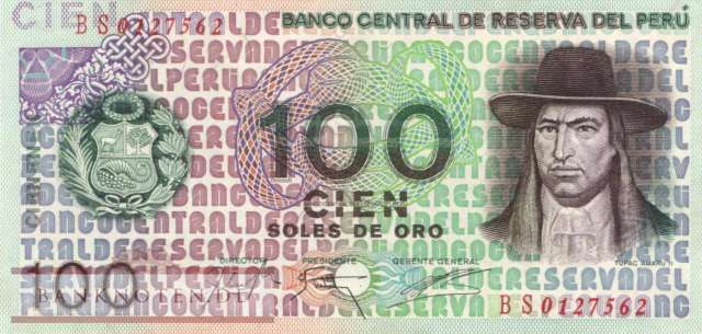 Peru - 100  Soles de Oro (#114_AU)