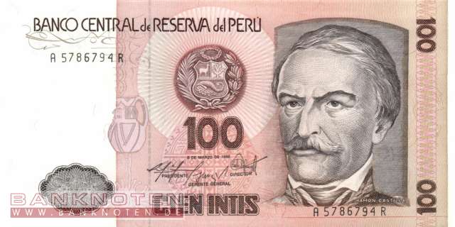 Peru - 100  Intis (#132b_UNC)