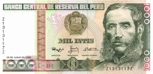 Peru - 1.000  Intis - Ersatzbanknote (#136bR_UNC)