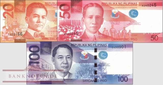 Philippines: 20 - 100 Piso (3 banknotes)