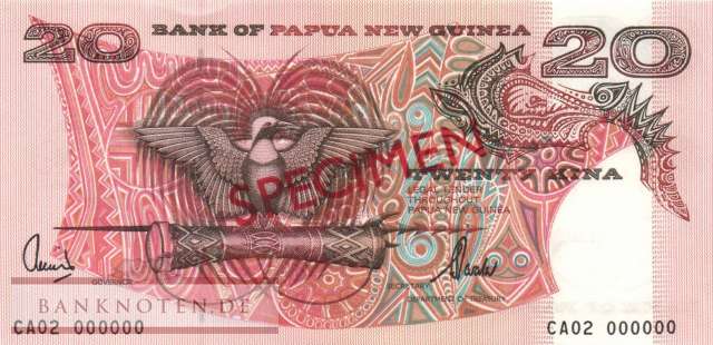 Papua New Guinea - 20  Kina - SPECIMEN (#010eS_UNC)