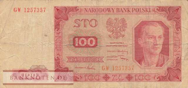 Polen - 100  Zlotych (#139a-4_F)