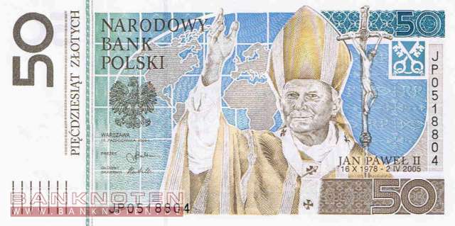 Polen - 50  Zlotych - Papst Johannes Paul II (#178F_UNC)