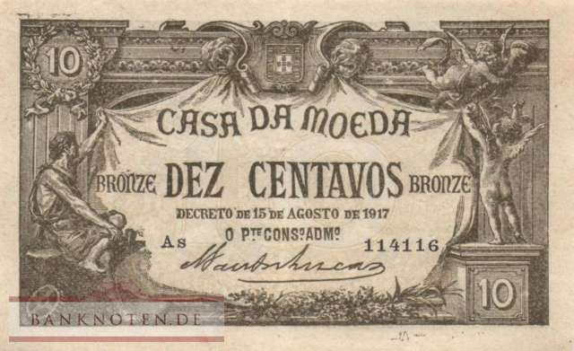 Portugal - 10  Centavos (#093a_XF)