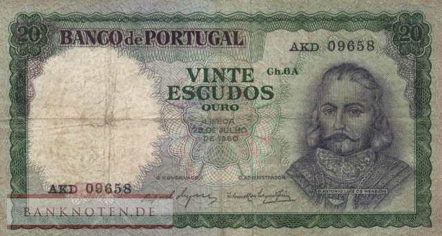 Portugal - 20  Escudos (#163a-U5_F)