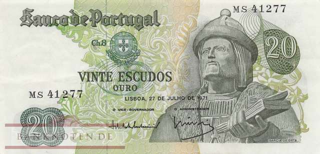 Portugal - 20  Escudos (#173-10_VF)
