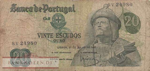 Portugal - 20  Escudos (#173-15_VG)