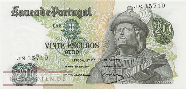 Portugal - 20  Escudos (#173-15_XF)