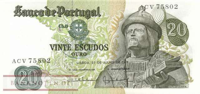 Portugal - 20  Escudos (#173-7_AU)