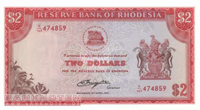 Rhodesia - 2  Dollars (#035d_UNC)