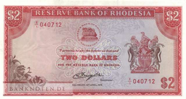 Rhodesien - 2  Dollars - Ersatzbanknote (#039aR_VF)