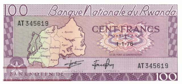Ruanda - 100  Francs (#008d_UNC)