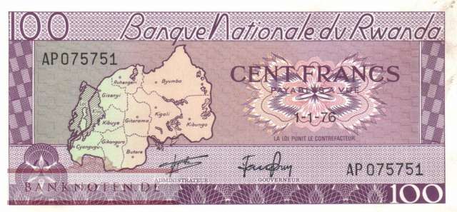 Ruanda - 100  Francs (#008d_AU)