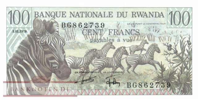 Ruanda - 100  Francs (#012a_UNC)