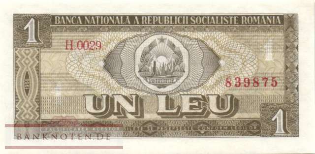 Romania - 1  Leu (#091a-1_UNC)