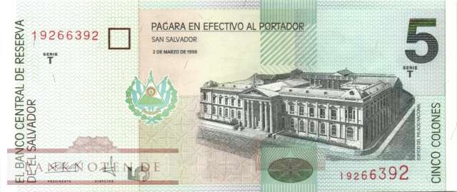 El Salvador - 5  Colones (#147b_UNC)