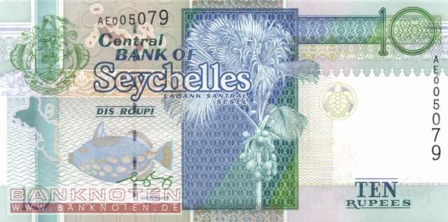 Seychellen - 10  Rupees (#036b_UNC)
