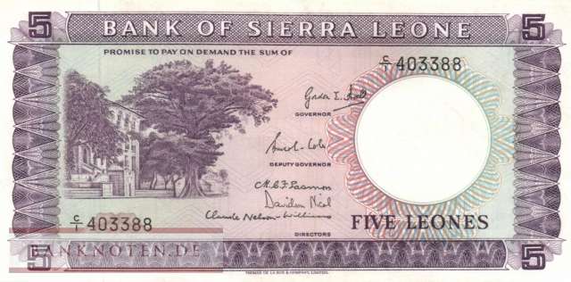 Sierra Leone - 5  Leones (#003a_VF)