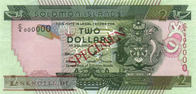 Solomon Islands - 2  Dollars - SPECIMEN (#025S-U10_UNC)