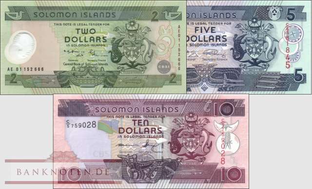 Solomon Islands: 2 - 10 Dollars (3 Banknoten)