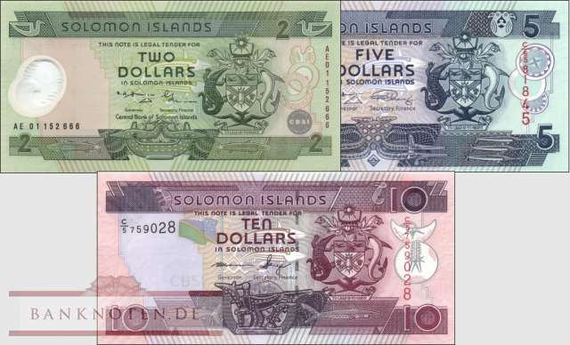 Salomonen: 2 - 10 Dollars (3 Banknoten)