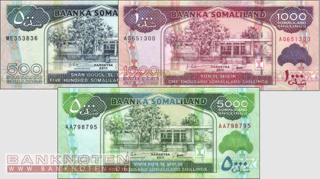 Somaliland: 500 - 5.000 Somaliland Shillings (3 banknotes)