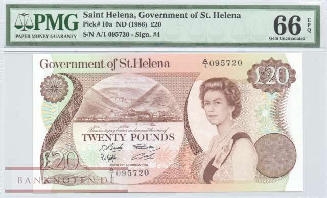 St. Helena - 20  Pounds - PMG 66 (#010a-PMG_UNC)