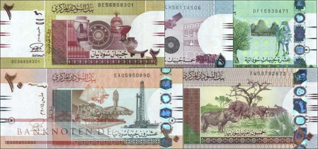 North Sudan: 2 - 50 Pounds (5 banknotes)