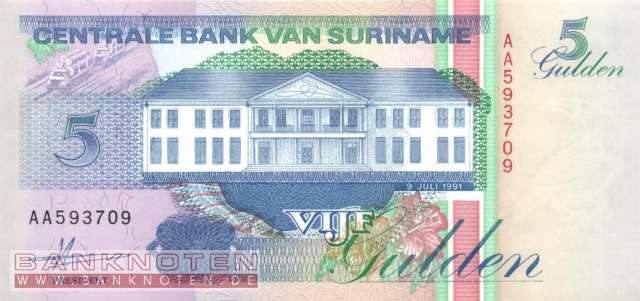 Suriname - 5  Gulden (#136a_UNC)