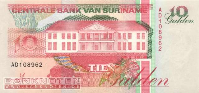 Suriname - 10  Gulden (#137a_UNC)