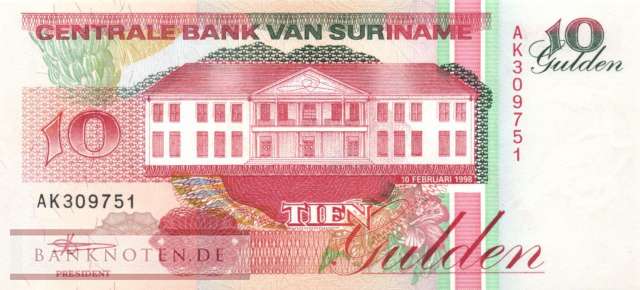 Surinam - 10  Gulden (#137b-98_UNC)