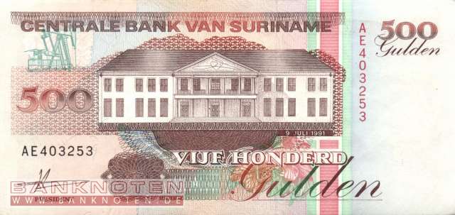 Suriname - 500  Gulden (#140_UNC)