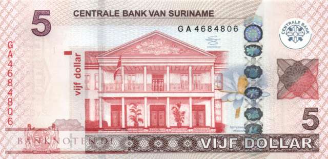 Suriname - 5  Dollars (#162b_UNC)