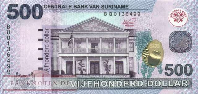 Surinam - 500  Dollars (#166_B_UNC)