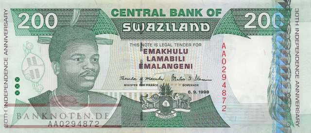 Swaziland - 200  Emalangeni (#028a_UNC)